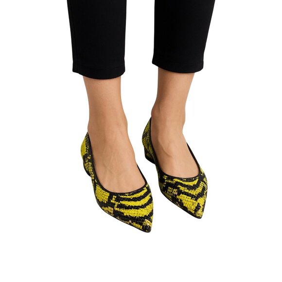 Embroidered Size 6.5 Snake Ballet Casual Flats Green & Black - Picture 12 of 14